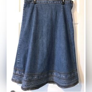 Studio West Aztec Design Blue Denim Jean Skirt Size 18 or 1X